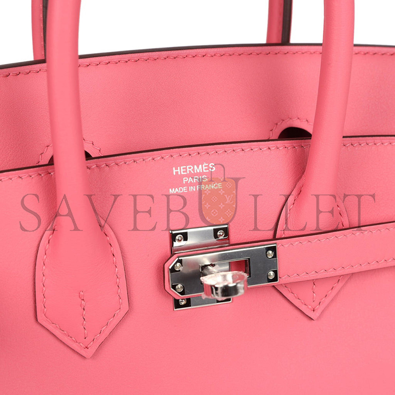 HERMES BIRKIN 25 ROSE AZALEE SWIFT PALLADIUM HARDWARE (25*20*13cm)